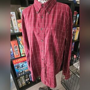 Dockers Maroon Plaid Button Down Shirt